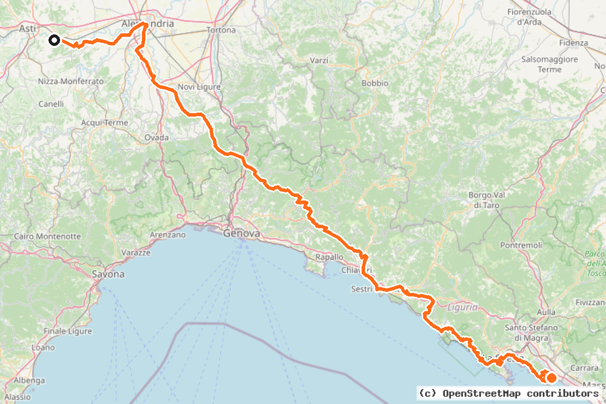 Il tracciato del percorso Ciclovia Francigena – variante Moncenisio (BI-3 var. Moncenisio)