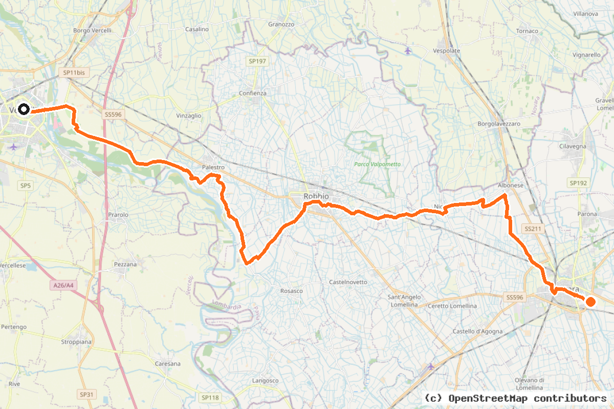 Il tracciato del percorso Ciclovia Francigena – VFB05
