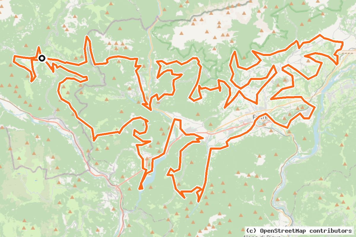 Il tracciato del percorso Cammino Retico Bike (CRB)
