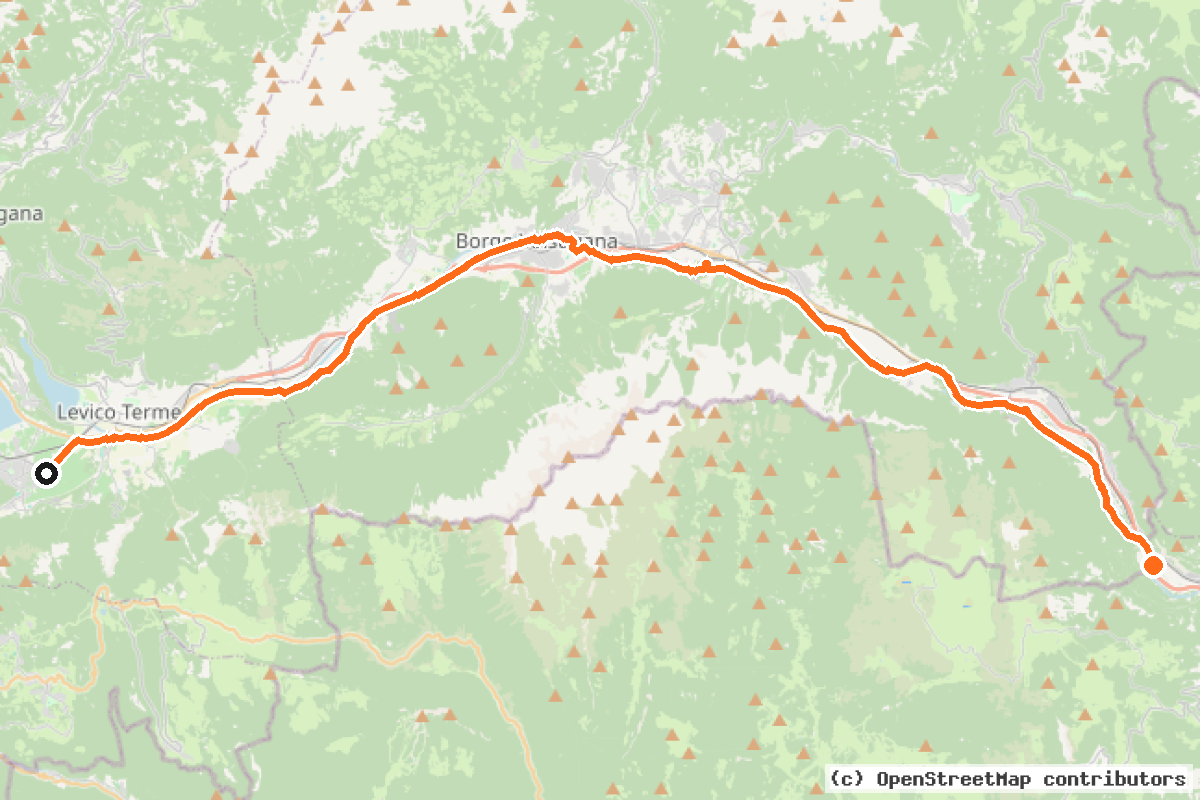 Il tracciato del percorso Ciclovia della Valsugana (2)