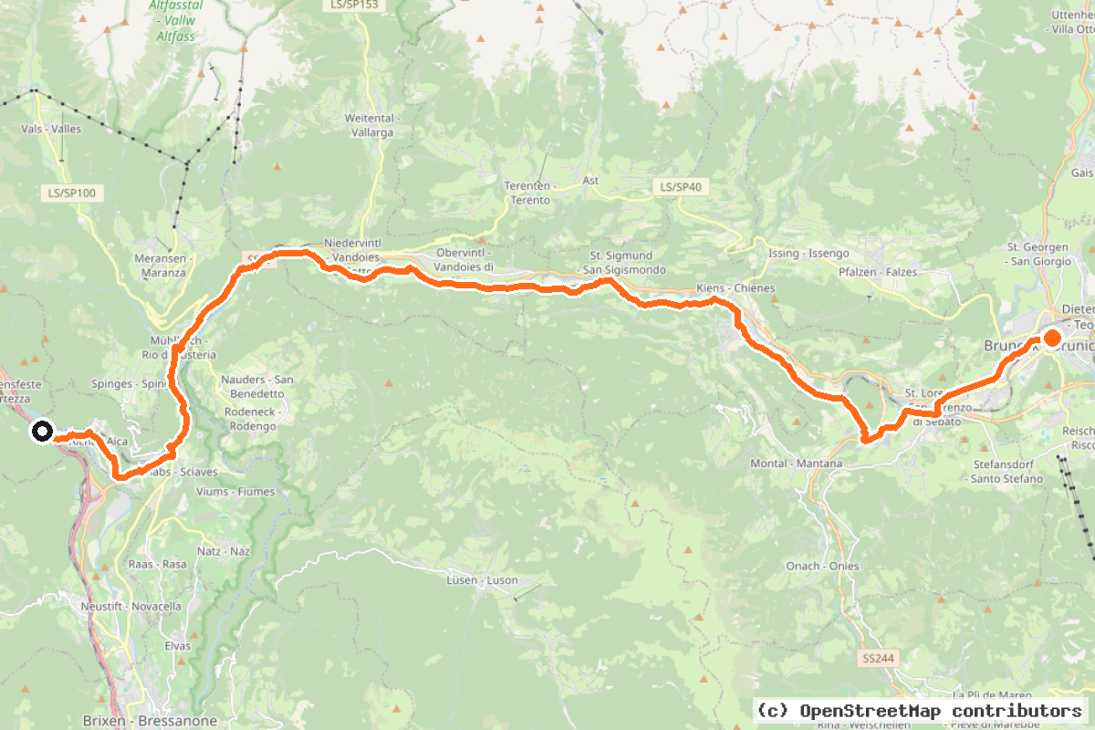 Il tracciato del percorso Cycle 3: Franzensfeste => Bruneck