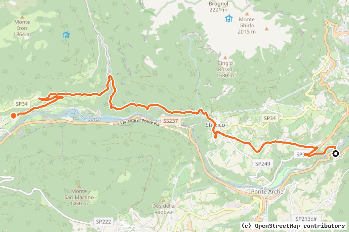 Il tracciato del percorso Limarò – Preore