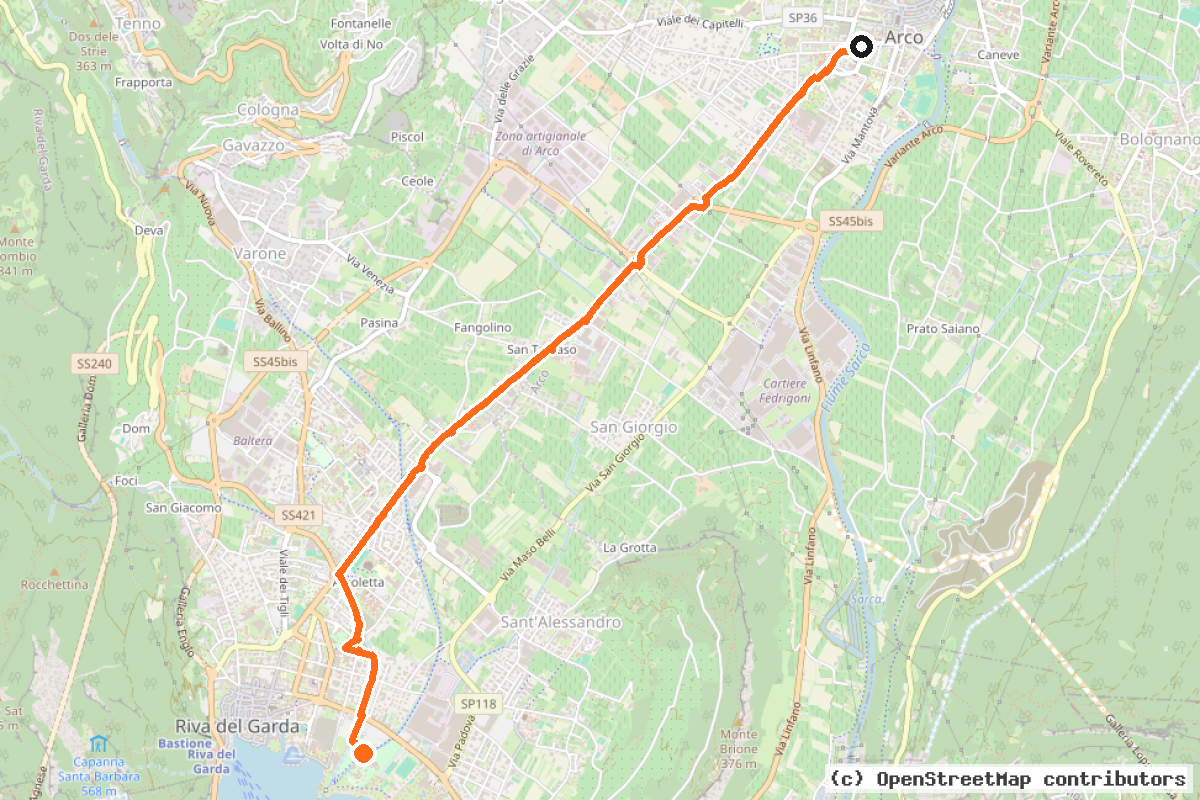 Il tracciato del percorso Arco – Riva (1)