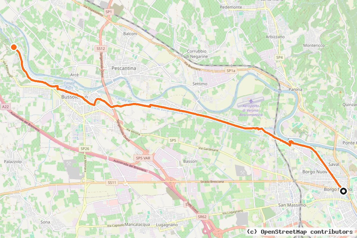 Il tracciato del percorso Itinerario 10