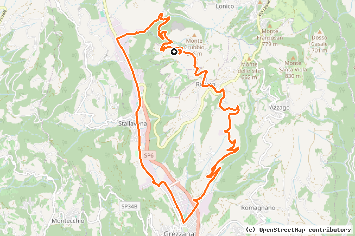 Il tracciato del percorso In bici sulla dorsale di Rosaro e Praole (C1)
