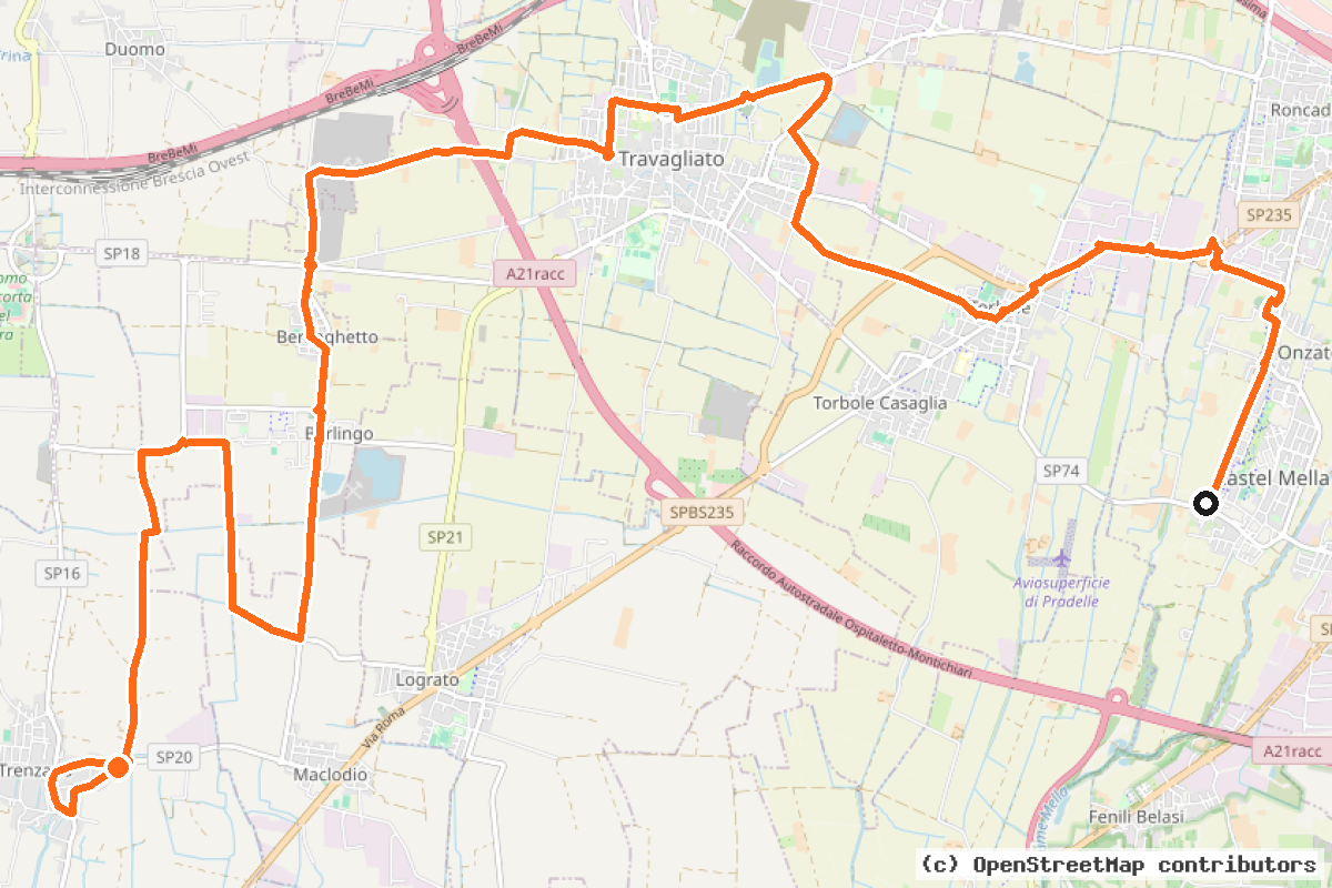 Il tracciato del percorso Via dei Fontanili