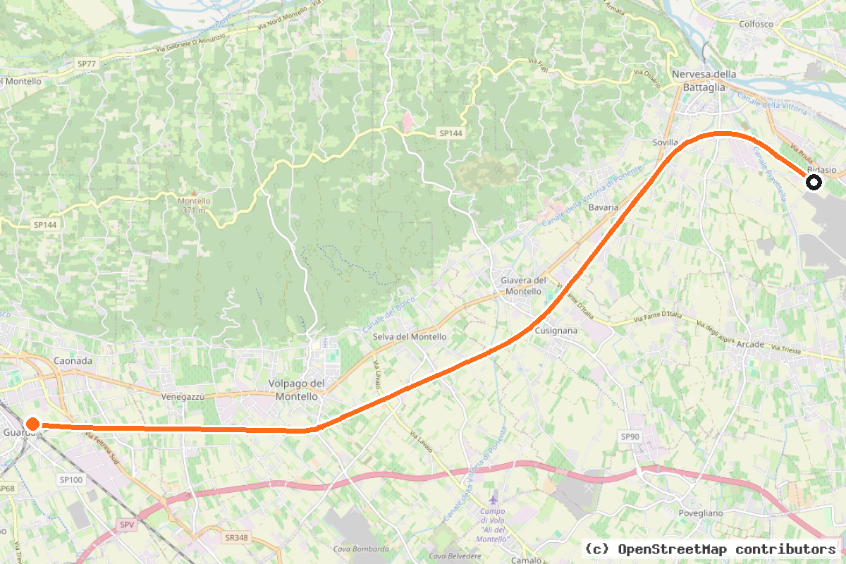 Il tracciato del percorso Percorso ciclopedonale “La Tradotta”