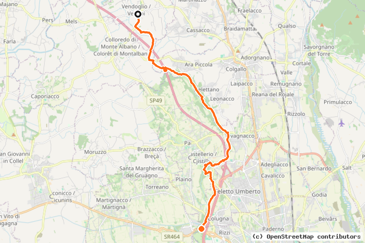 Il tracciato del percorso In@natura – Valle del Cormor (ippovia)