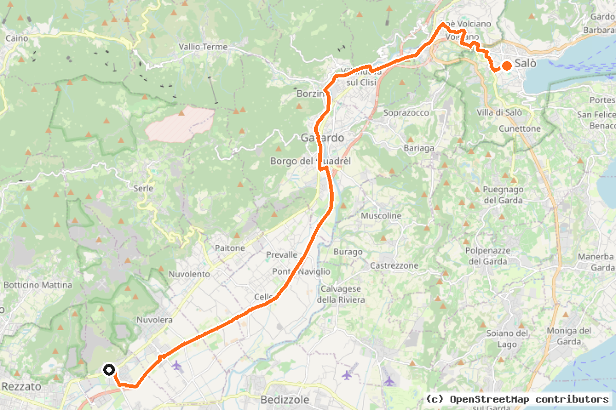 Il tracciato del percorso BS01 Mazzano – Salò