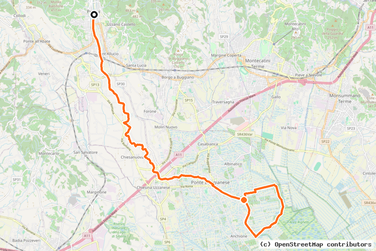 Il tracciato del percorso Valle del Pescia – Il trekking lungo il fiume