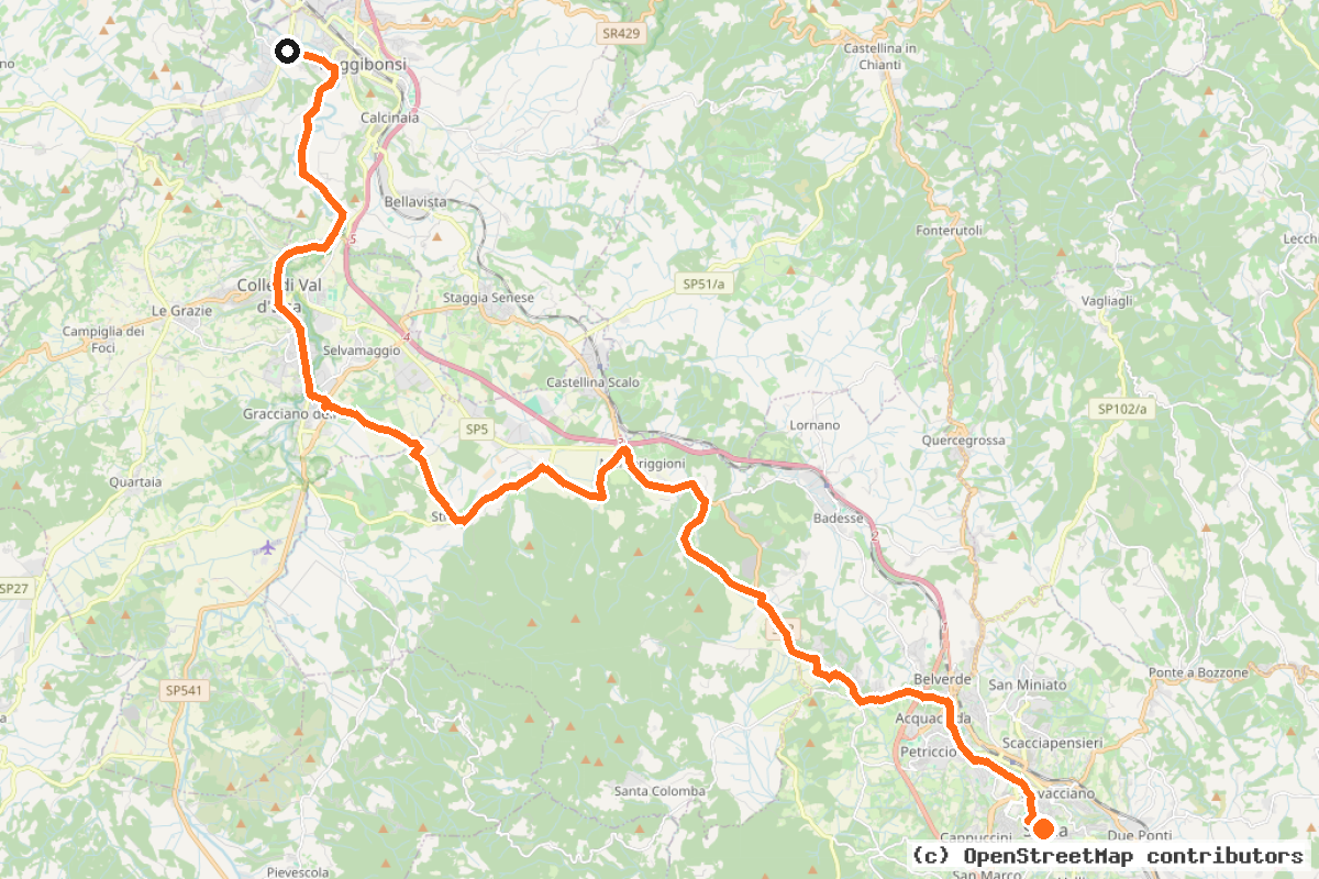 Il tracciato del percorso Ciclovia Francigena – VFB16