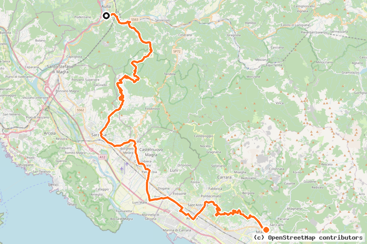 Il tracciato del percorso Ciclovia Francigena – VFB12
