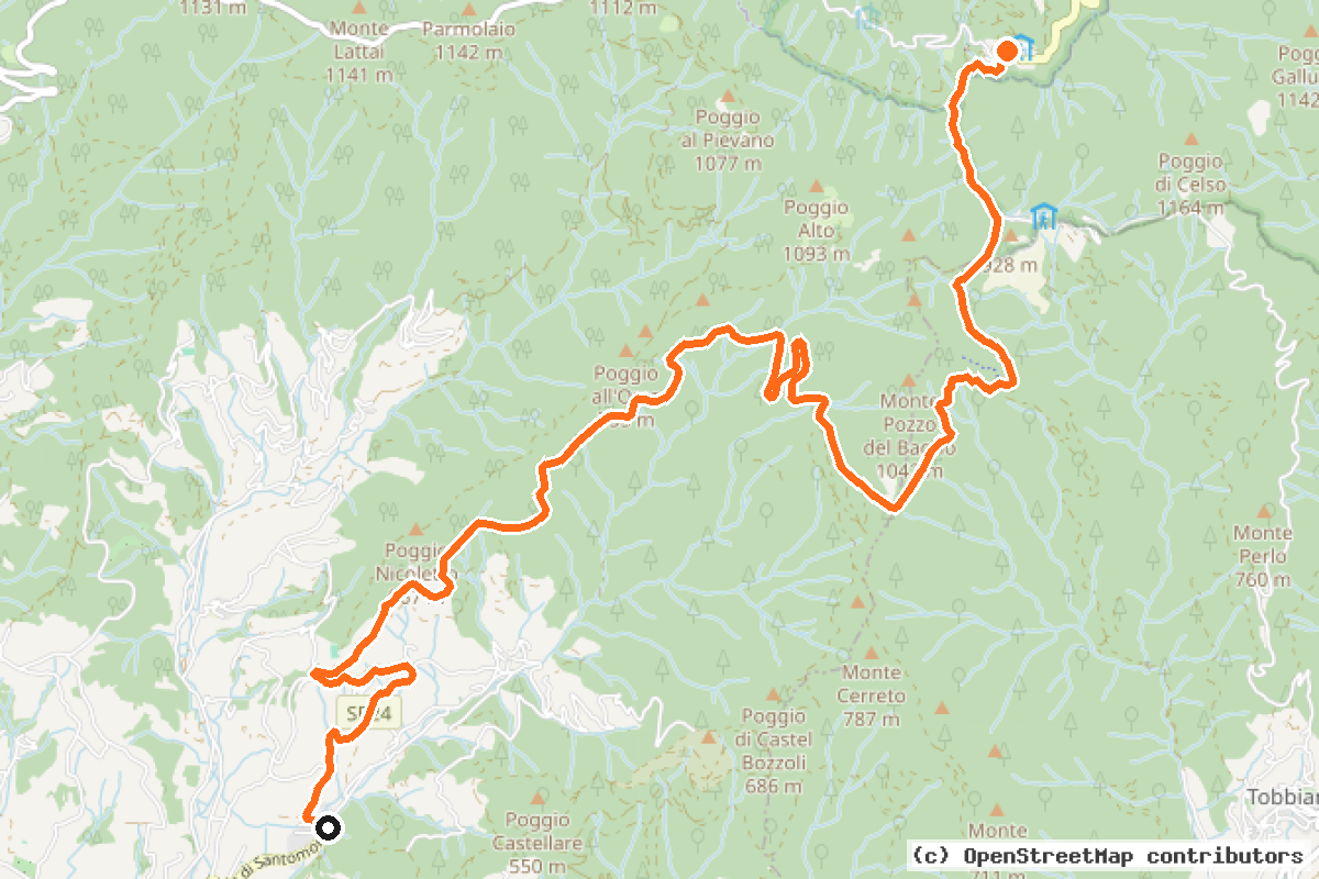 Il tracciato del percorso Ciclovia del Sole (Verona – Firenze)