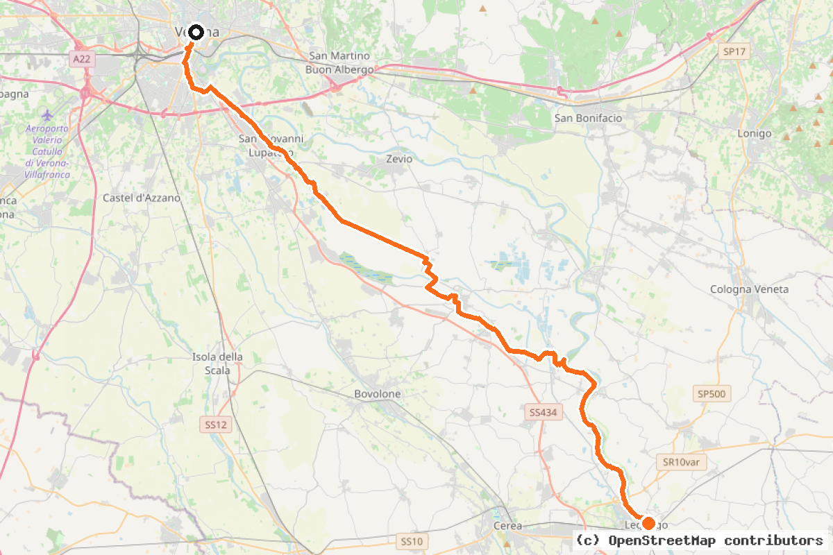 Il tracciato del percorso Verona – Legnago (3)