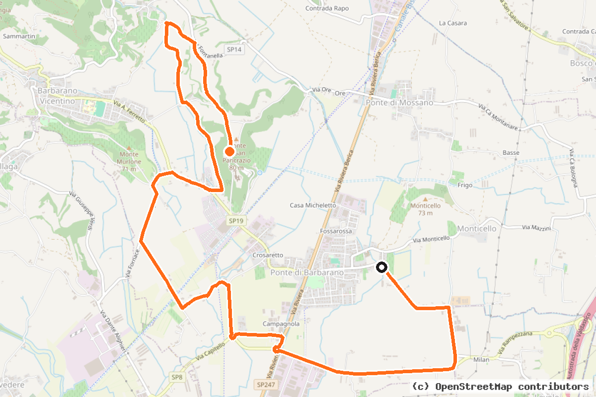 Il tracciato del percorso Percorso cicloturistico delle Fontane (77)