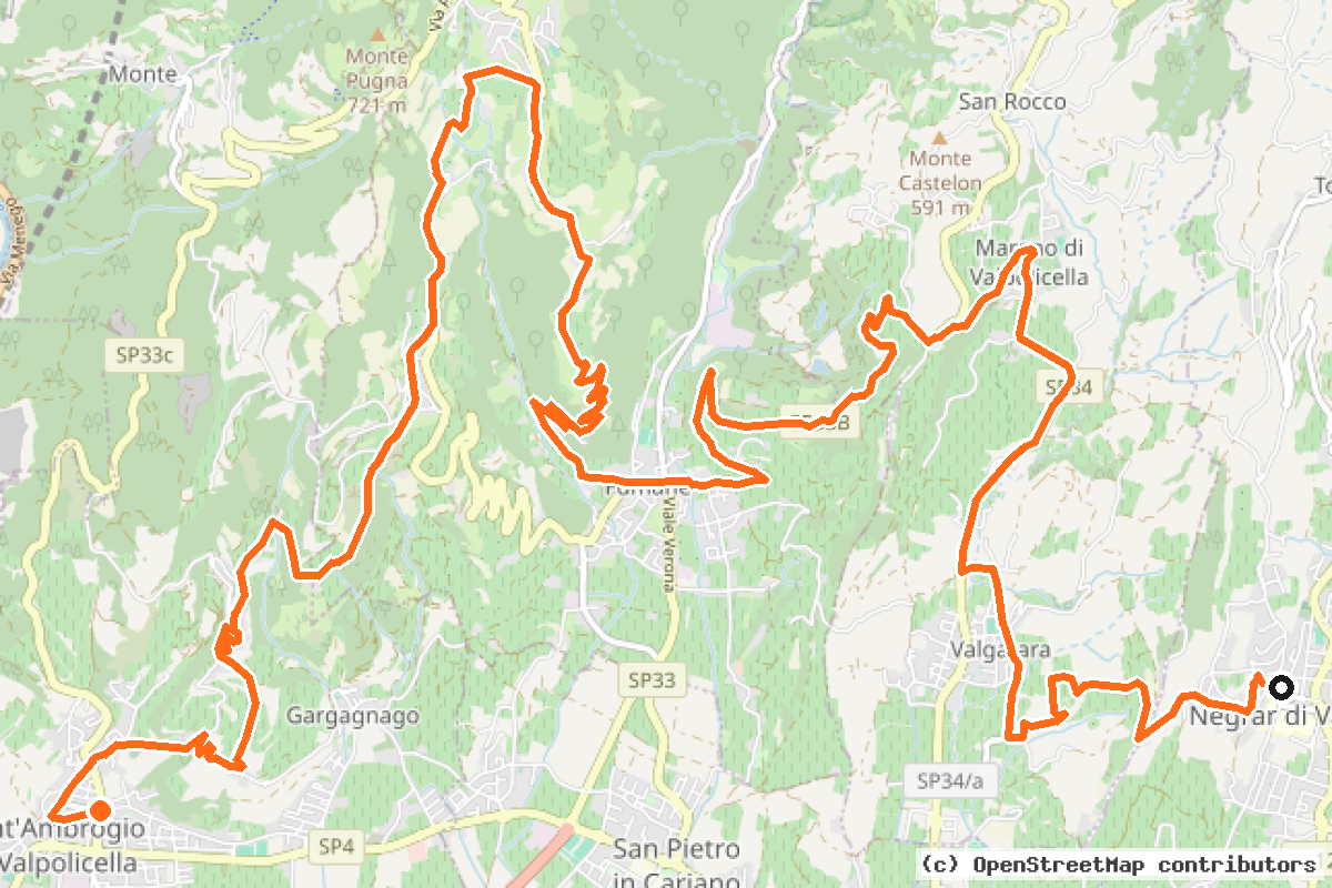 Il tracciato del percorso Negrar – Valgatara – Marano – Fumane – Cavalo – Mazzurega – San Giorgio – Sant’Ambrogio (47)