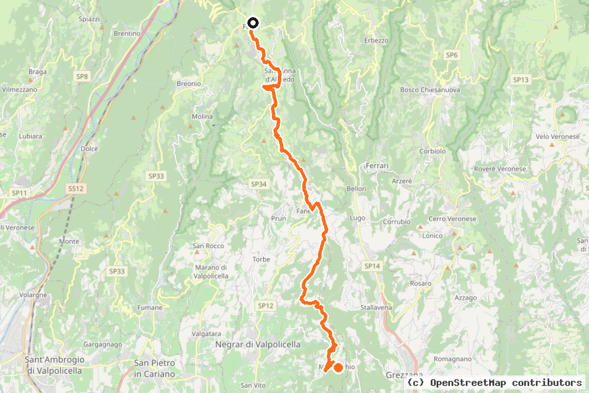 Il tracciato del percorso Montecchio, Fane, Vaggimal, Sant’Anna d’Alfaedo – Fosse (12)