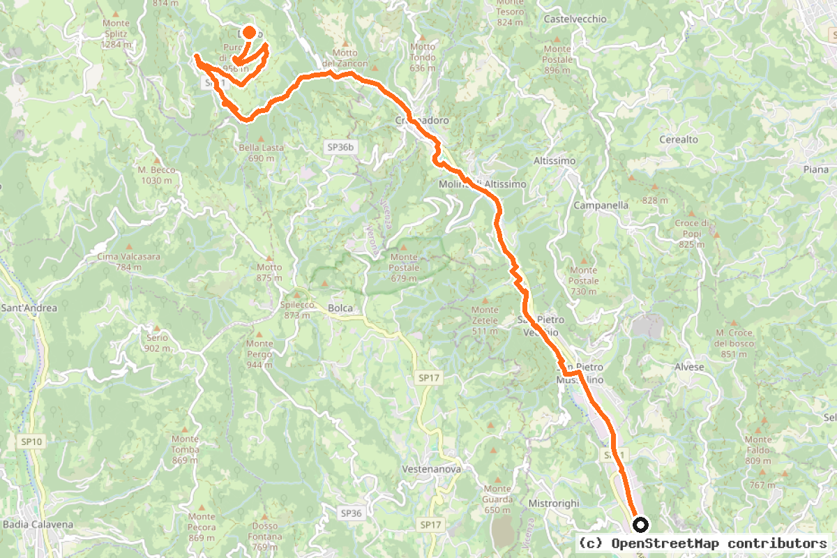 Il tracciato del percorso La Via dell’acqua (LVA)