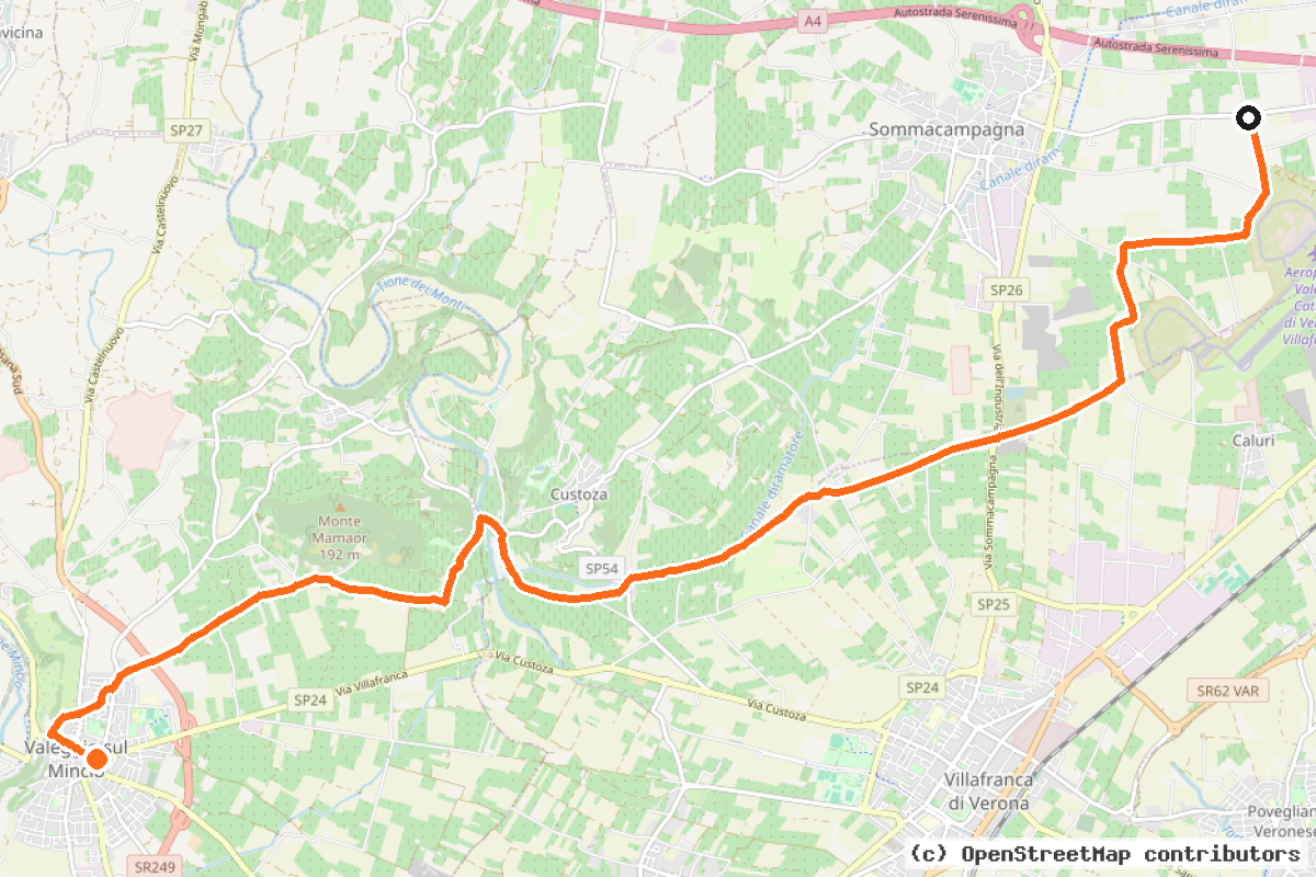 Il tracciato del percorso Itinerario 8