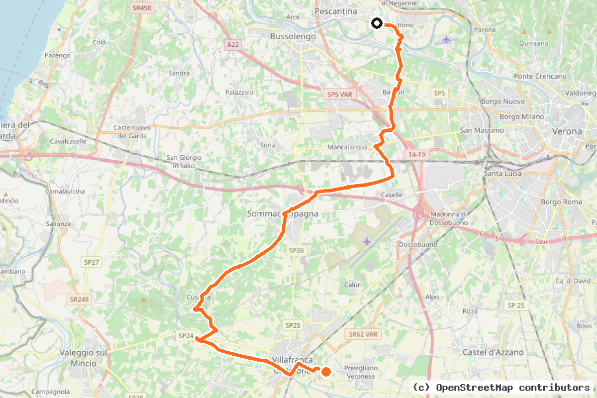 Il tracciato del percorso Itinerario 16
