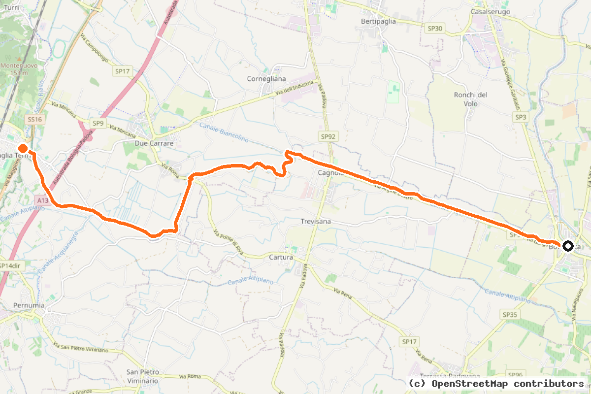 Il tracciato del percorso Ciclovia del Sale