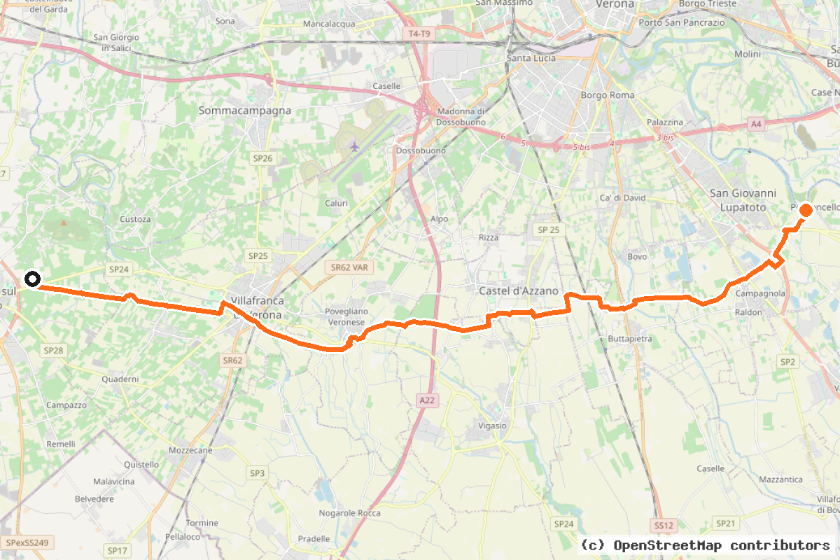Il tracciato del percorso Ciclabile delle Risorgive (CdR)
