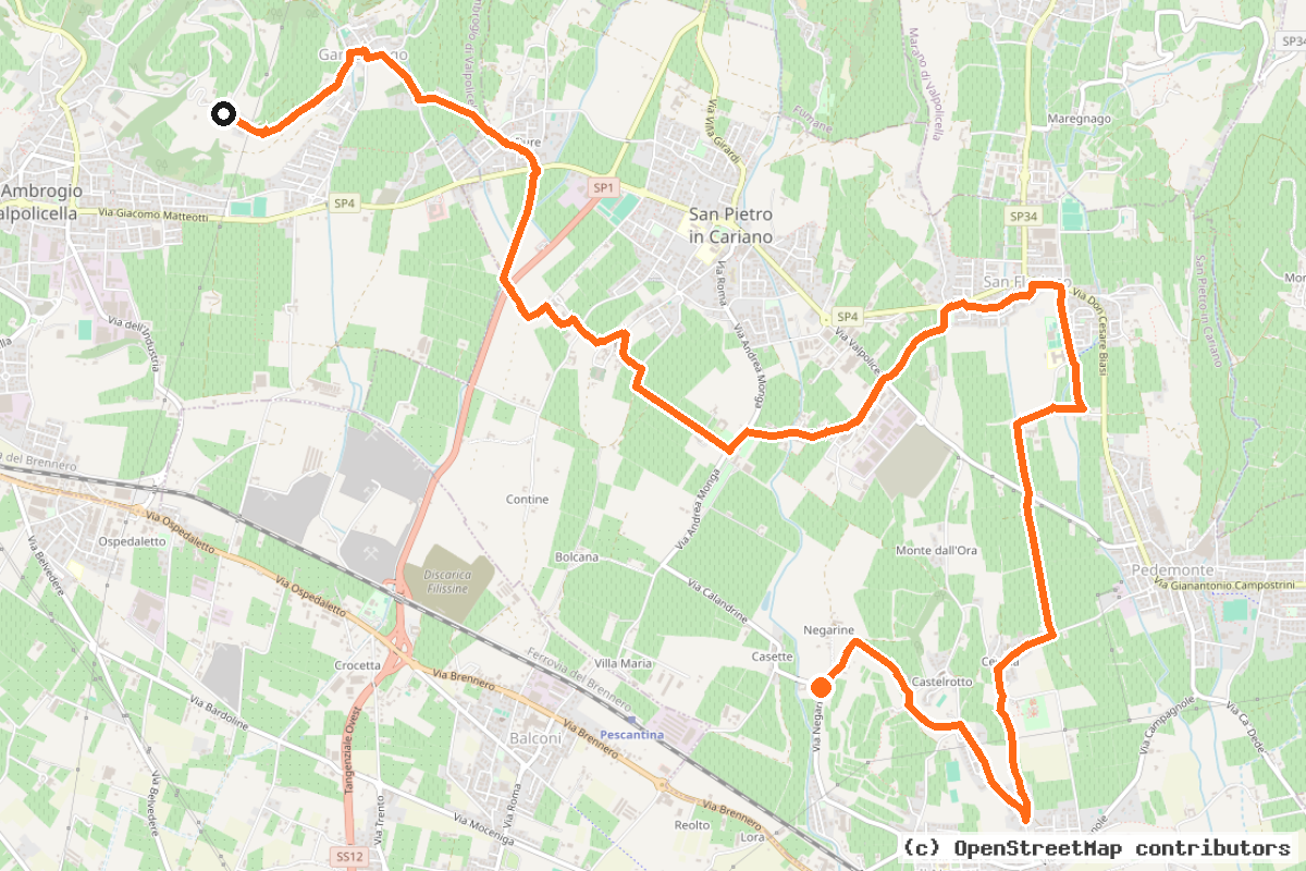 Il tracciato del percorso Castelrotto – Corrubio – San Floriano – Villa Galtarossa – Bure – Gargagnago – San Giorgio (48)