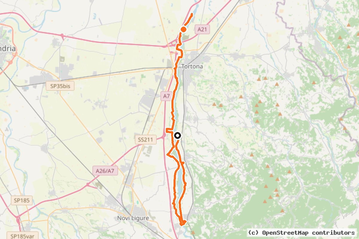 Il tracciato del percorso Percorso ciclopedonale Torrente Scrivia