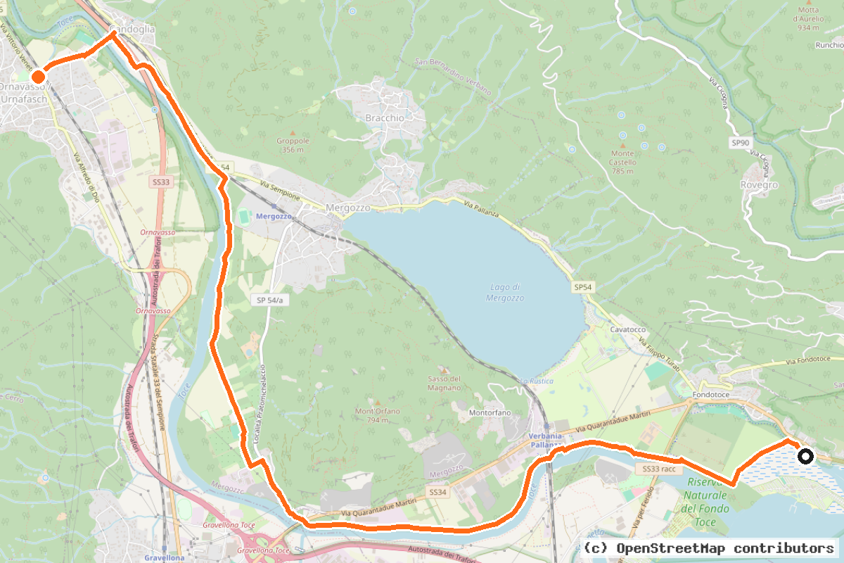 Il tracciato del percorso In Bici tra i Fiori