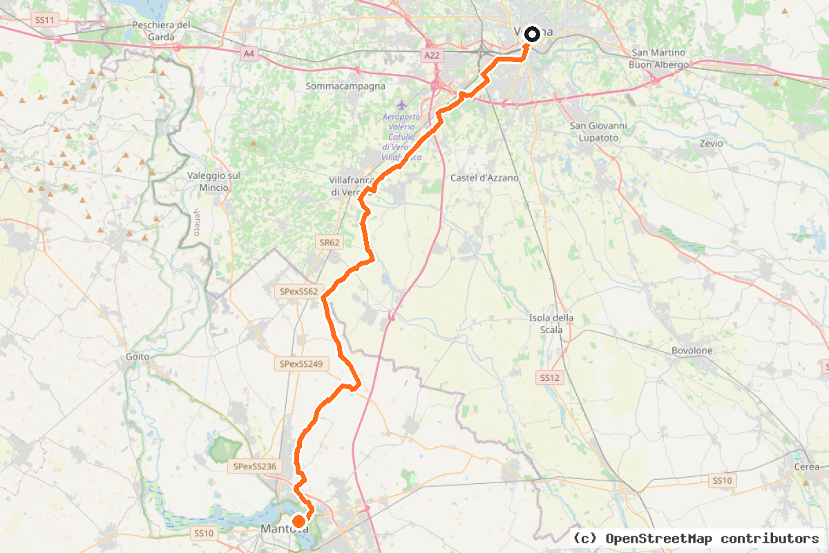 Il tracciato del percorso Verona-Mantova (7)