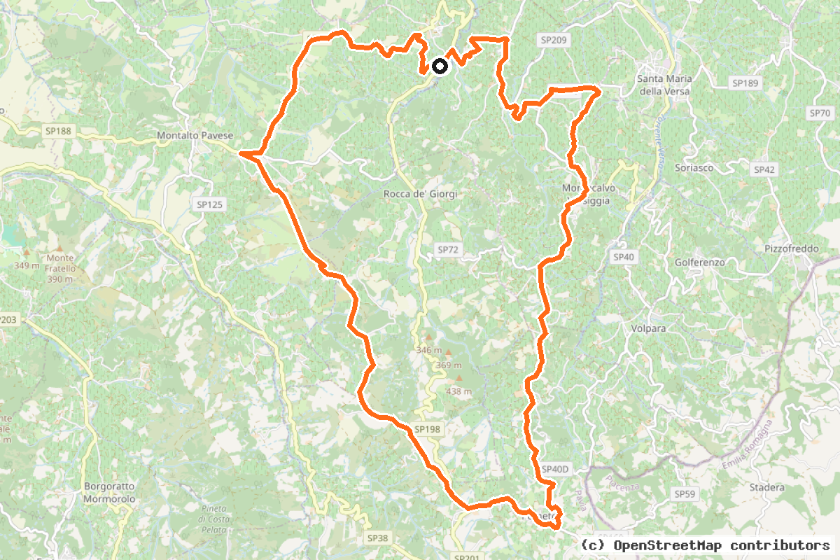 Il tracciato del percorso Tra Montalto Pavese e Pometo (AN07)