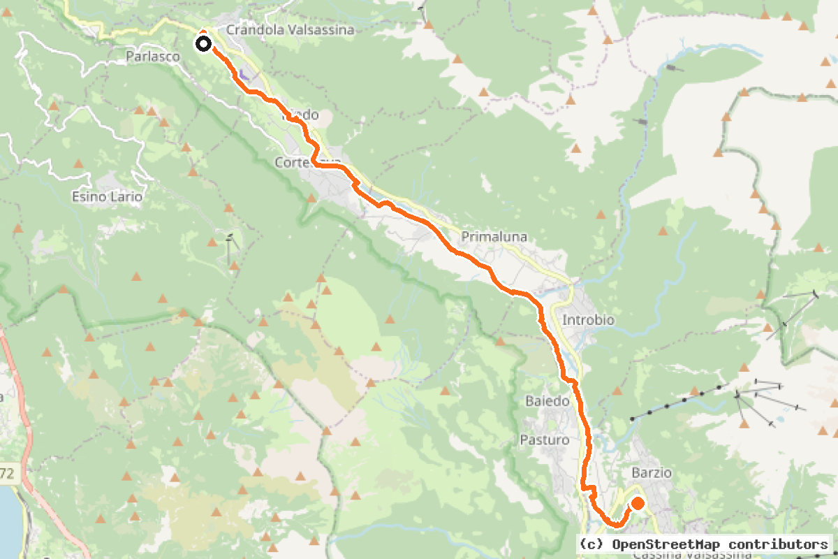 Il tracciato del percorso Pista ciclopedonale della Valsassina