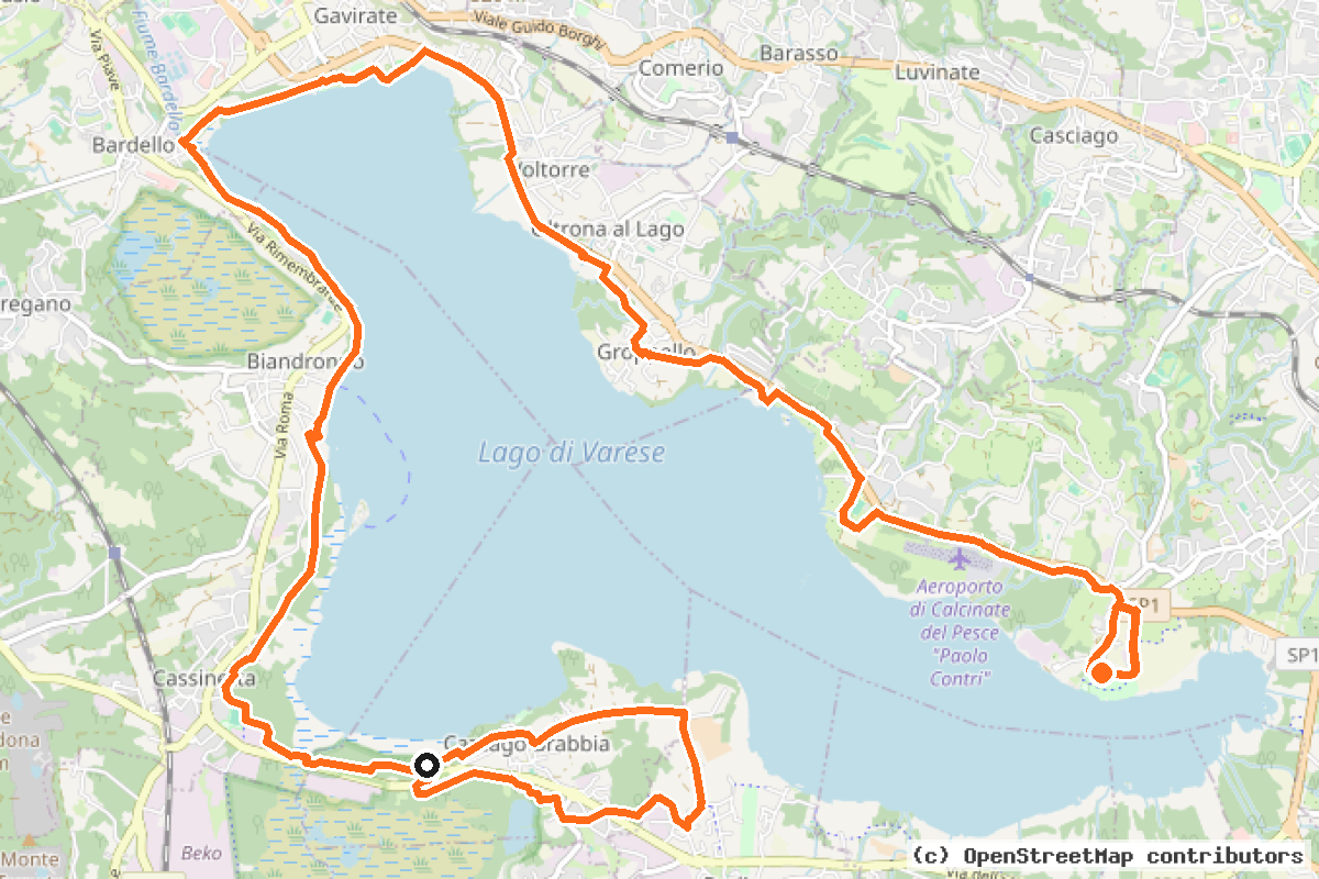 Il tracciato del percorso Pista Ciclabile Lago di Varese