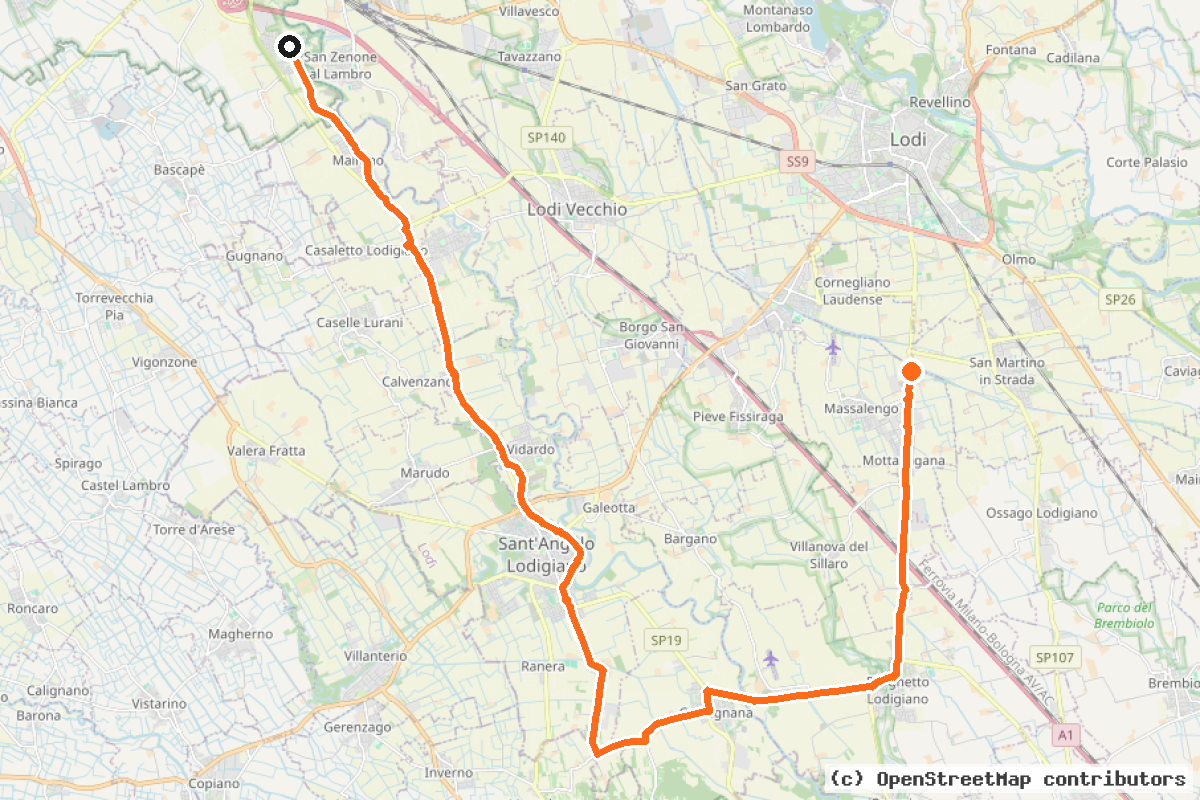 Il tracciato del percorso L’Anello del Lambro (LO03)