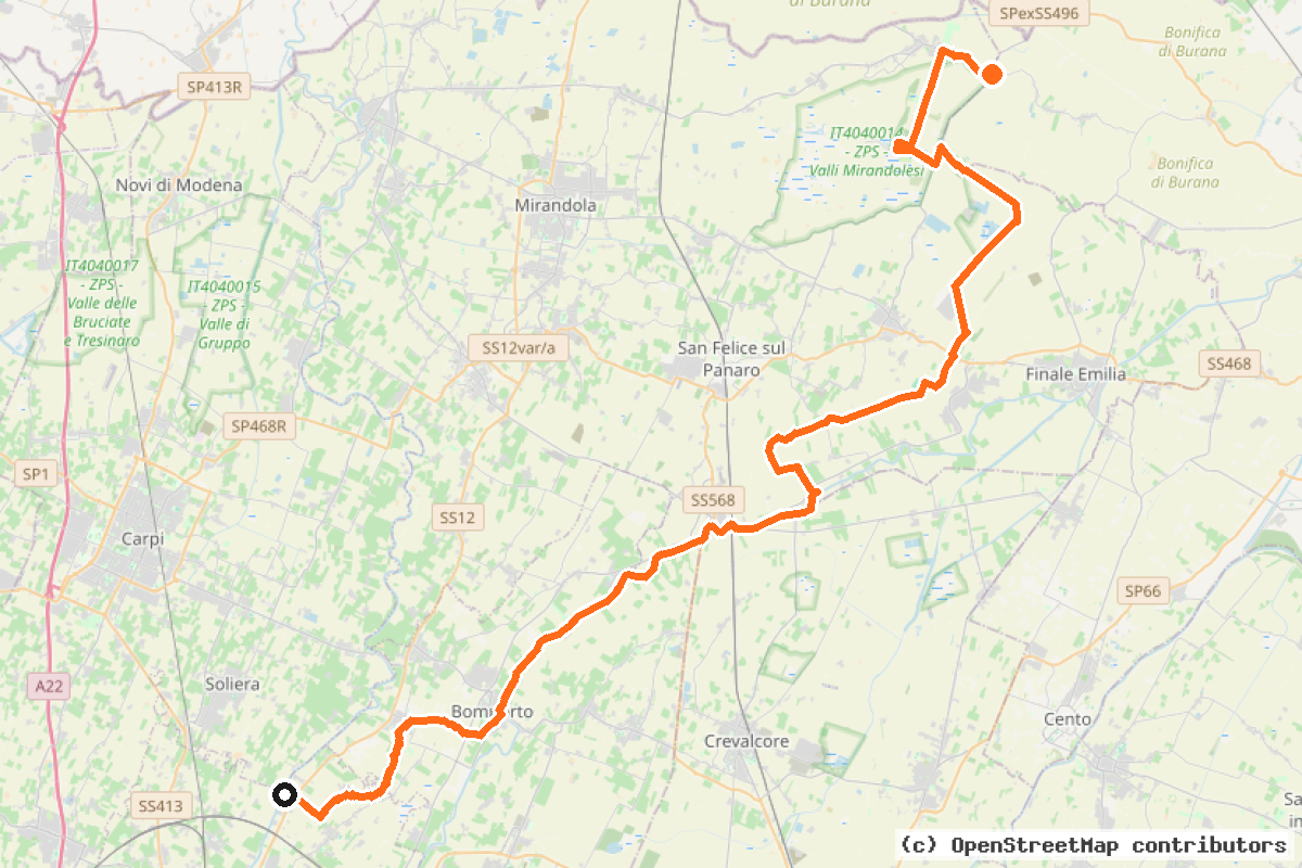 Il tracciato del percorso Itinerario n.31b (MO31b)