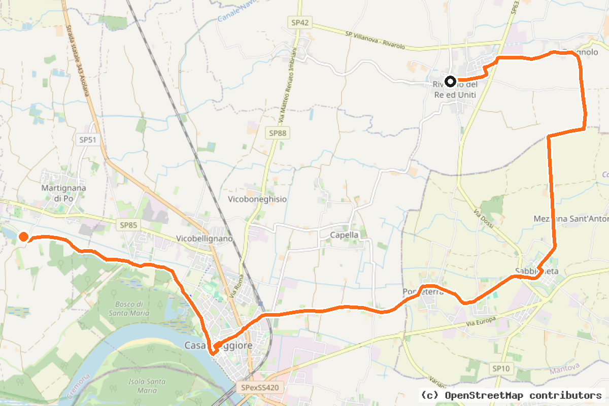 Il tracciato del percorso Itinerario Eridano (OP05)