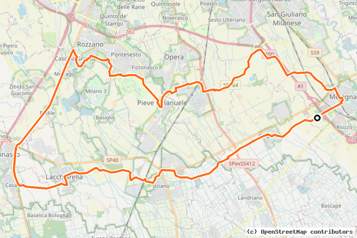 Il tracciato del percorso Il Parco Agricolo Sud Milano (Ps01)