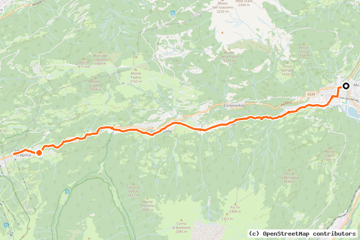 Il tracciato del percorso PCIR-12 Oglio (PCR12)