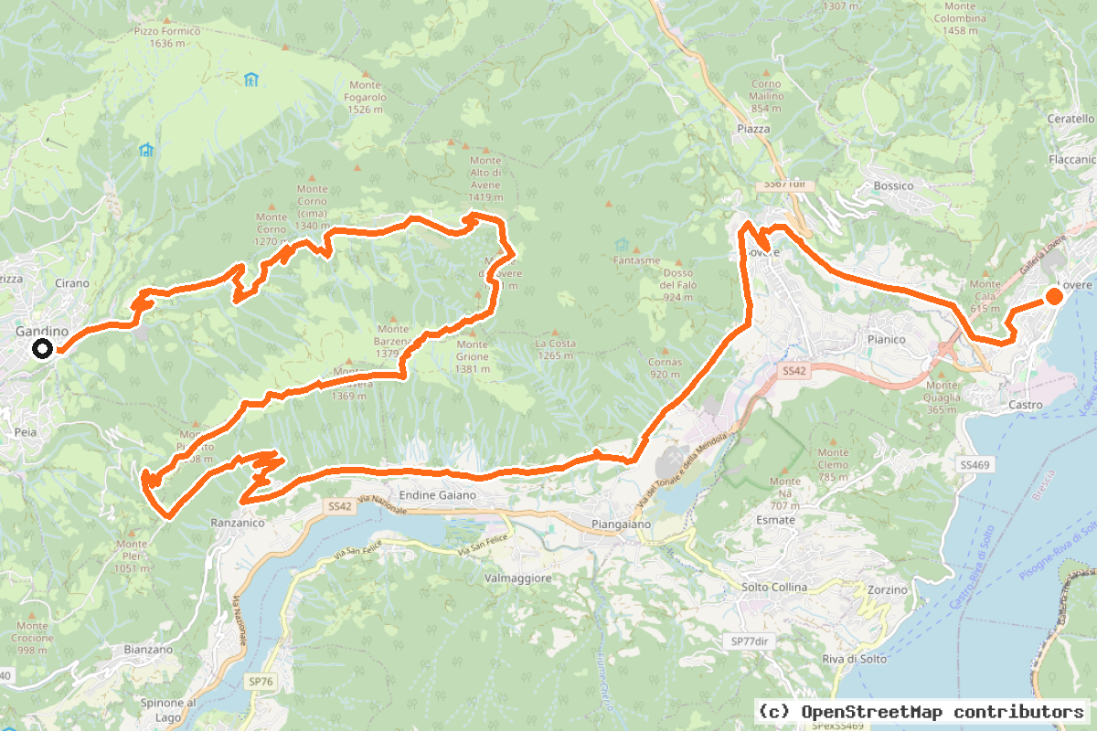 Il tracciato del percorso Alta Via delle Grazie – Tappa 7 (AVDG-07)