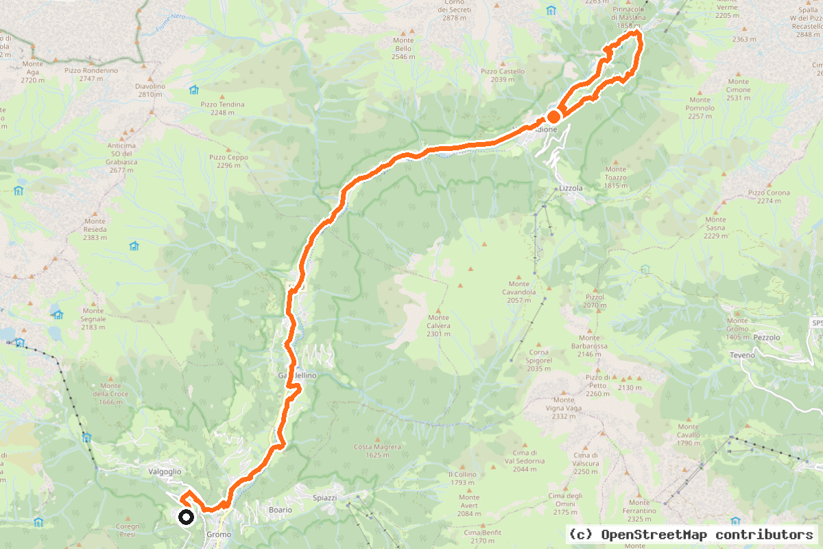 Il tracciato del percorso Alta Via delle Grazie – Tappa 4 (AVDG-04)
