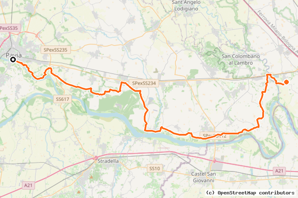 Il tracciato del percorso Ciclovia Francigena – VFB07