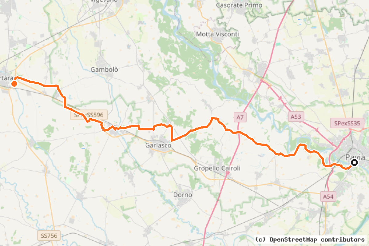 Il tracciato del percorso Ciclovia Francigena – VFB06
