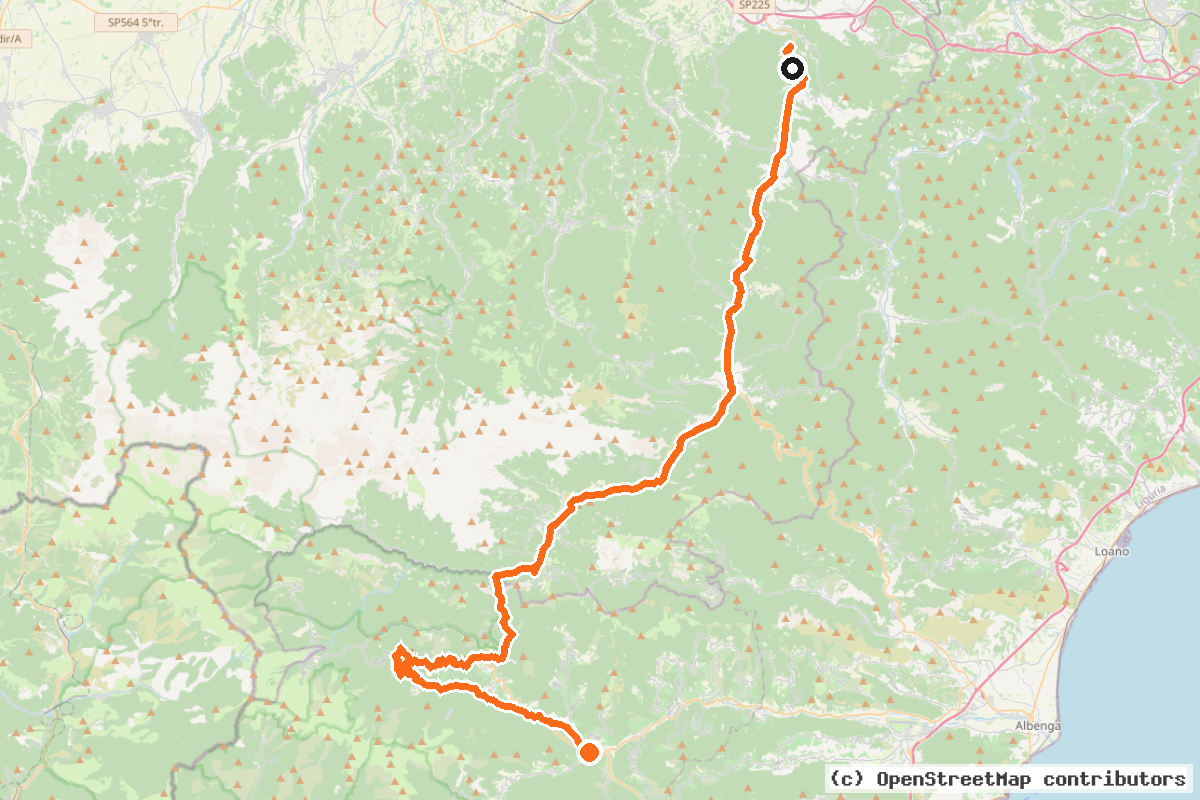 Il tracciato del percorso Ciclovia Svizzera-Mare (BI-15)