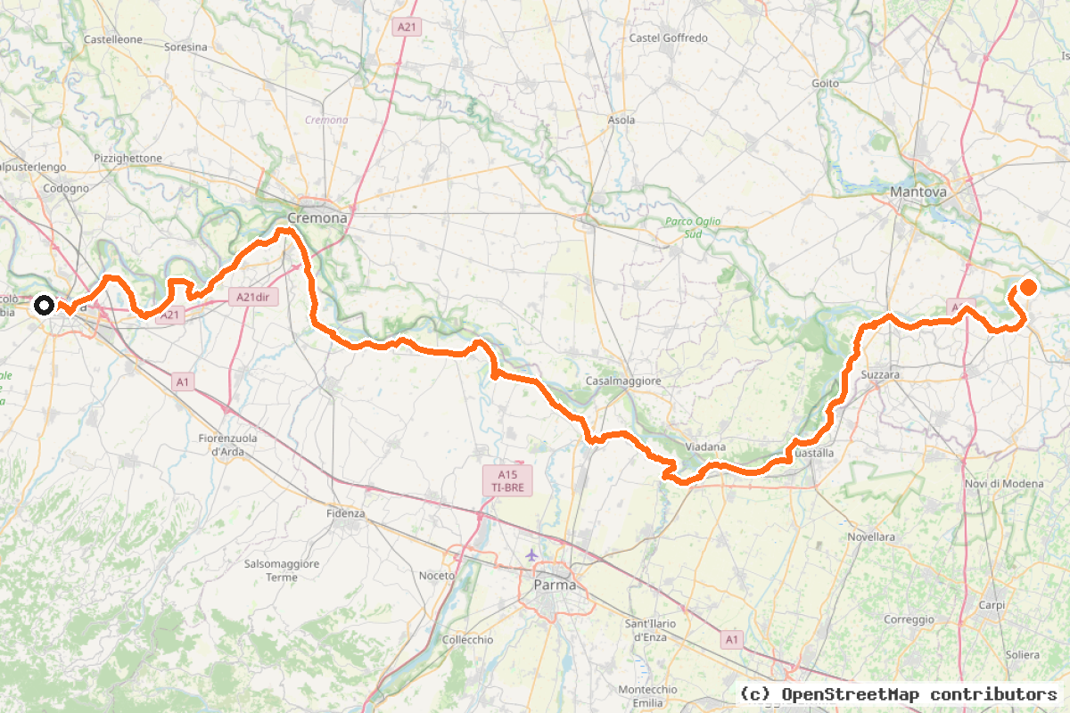 Il tracciato del percorso EuroVelo 8 – Ciclovia del Mediterraneo – parte Italia 4b (EV8)