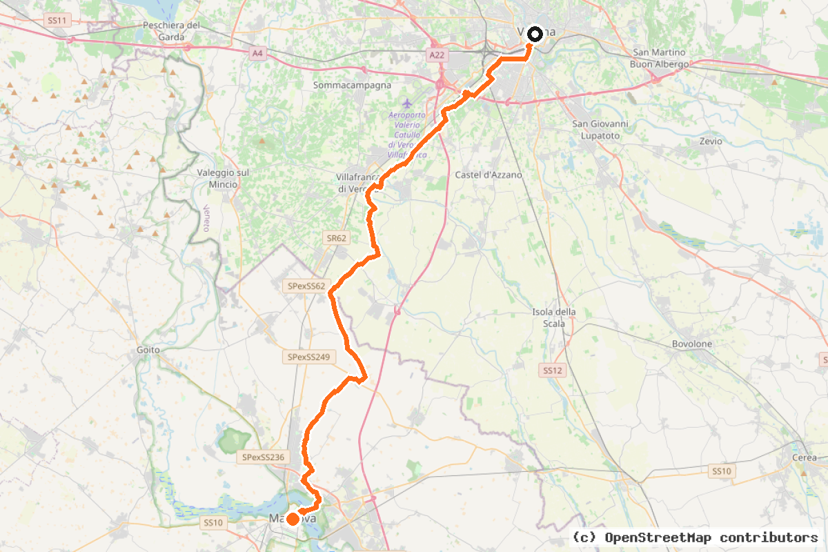 Il tracciato del percorso Ciclovia TiBre dolce (ex BI-16)