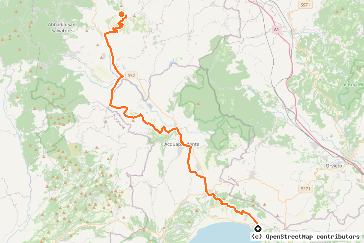 Il tracciato del percorso Ciclovia Francigena – VFB19