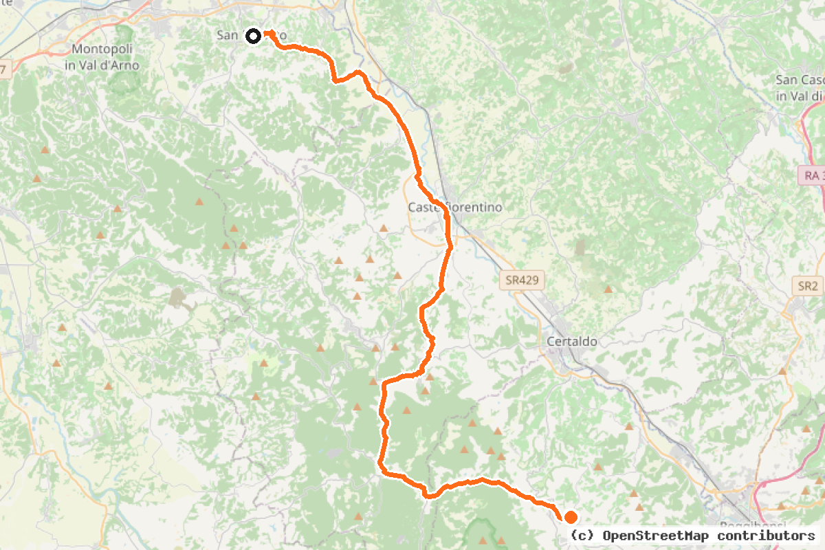 Il tracciato del percorso Ciclovia Francigena – VFB15
