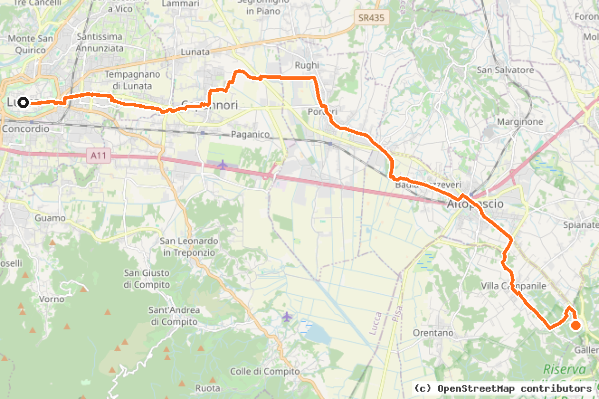 Il tracciato del percorso Ciclovia Francigena – VFB14