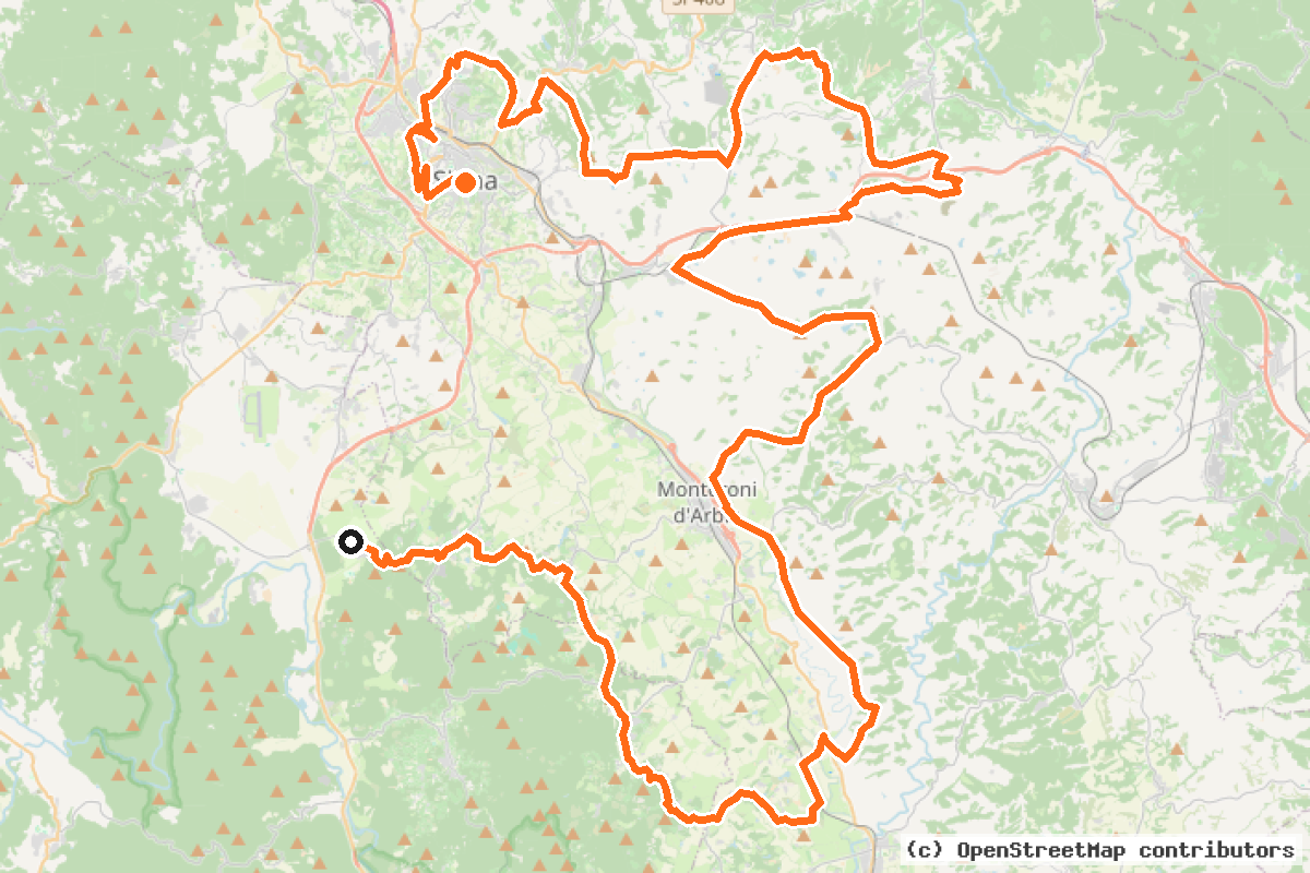 Il tracciato del percorso Strade Bianche