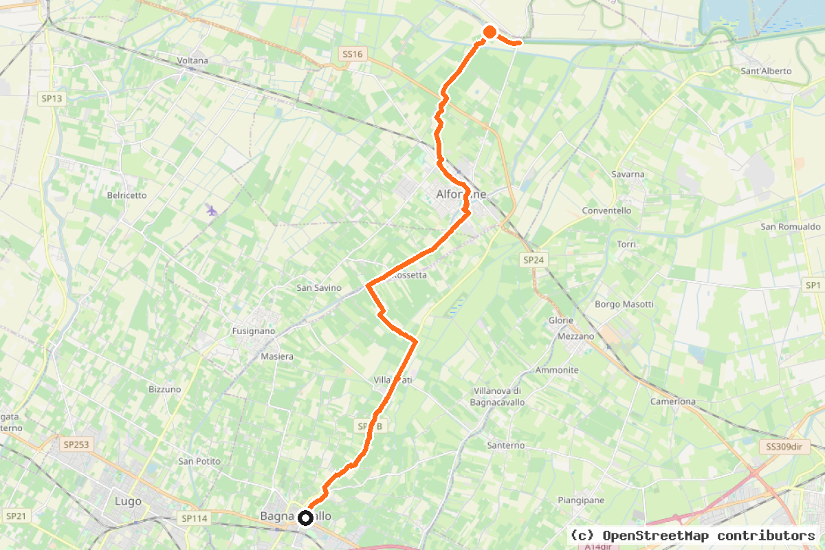Il tracciato del percorso Ciclovia AL.BA.CO